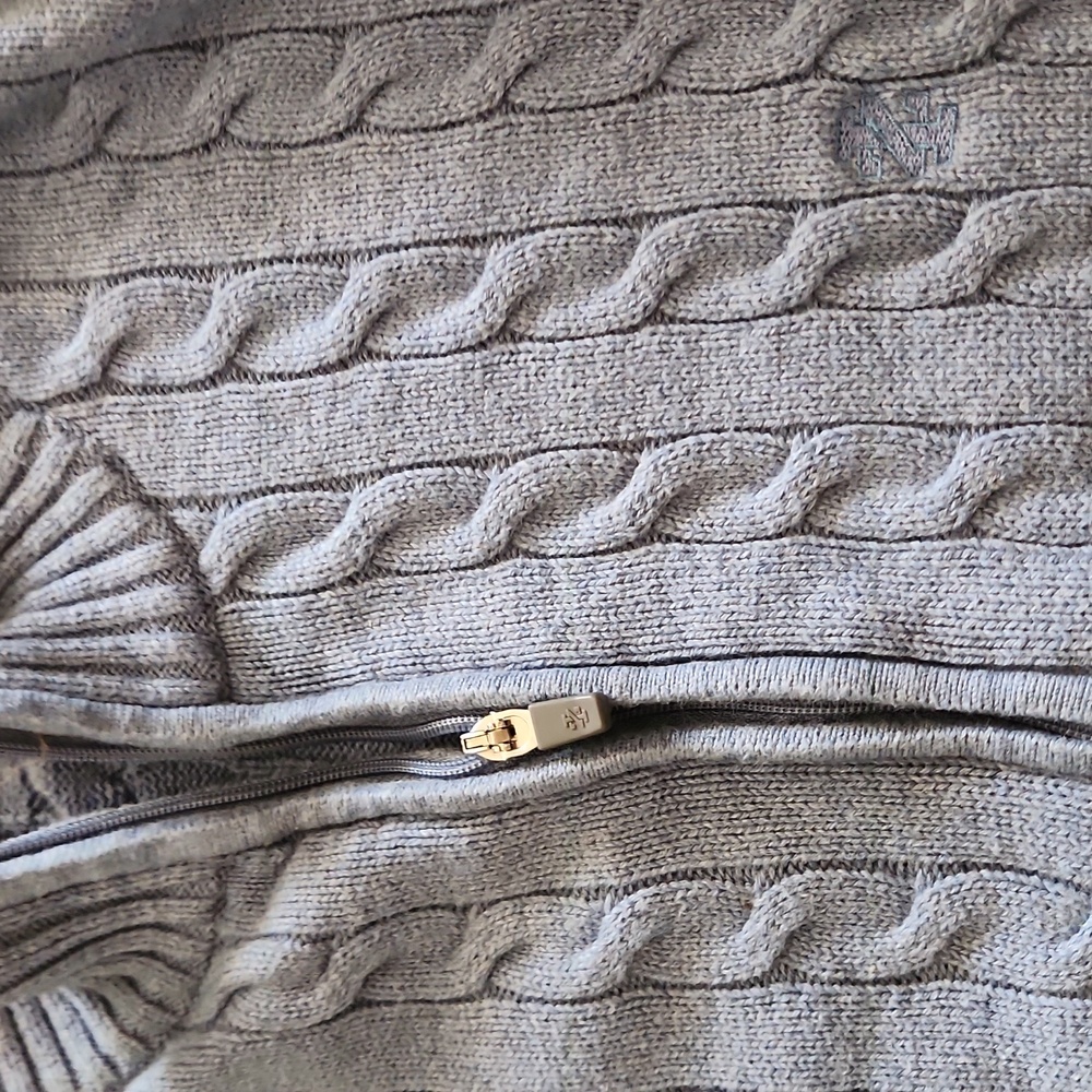Izod Med mens zip blue long sleeve cable knit sweater EUC - Picture 4 of 6